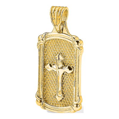 14K Yellow Gold Dog Tag Cross Pendant – view 6