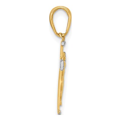 14K Yellow Gold Diamond-Cut Crucifix Cross Pendant – view 3