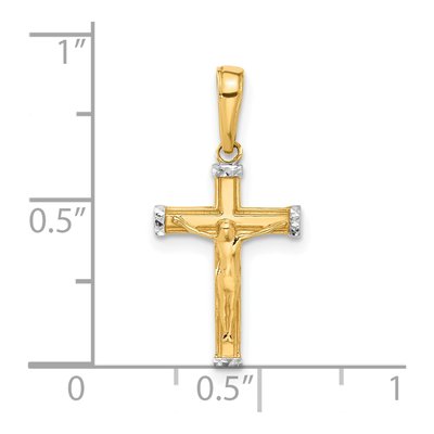14K Yellow Gold Diamond-Cut Crucifix Cross Pendant – view 5