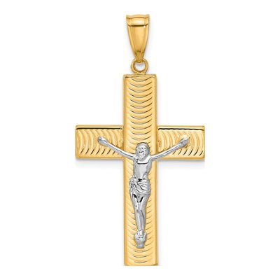 14K Two-Tone Gold Crucifix Pendant