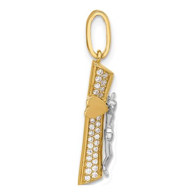 14K Two-Tone Gold CZ Crucifix Pendant – view 3