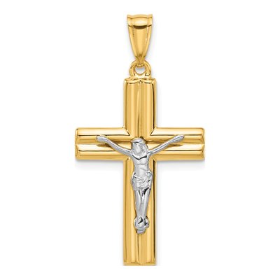 14K Two-Tone Gold Crucifix Pendant