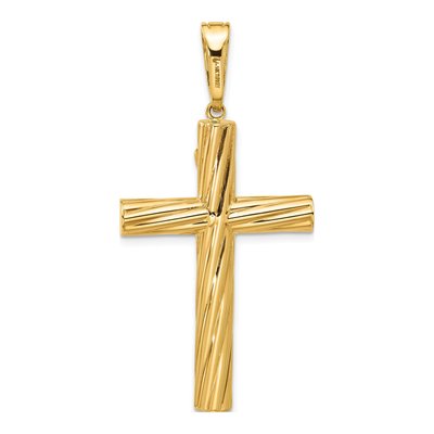 14K Yellow Gold Textured Crucifix Pendant – view 4
