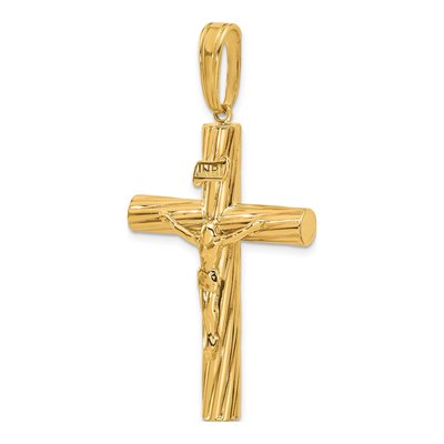 14K Yellow Gold Textured Crucifix Pendant – view 5
