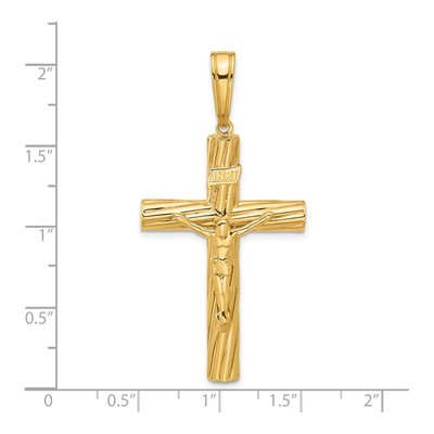 14K Yellow Gold Textured Crucifix Pendant – view 6