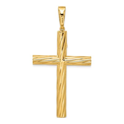 14K Yellow Gold Textured Crucifix Pendant – view 4