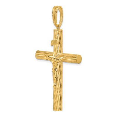 14K Yellow Gold Textured Crucifix Pendant – view 5