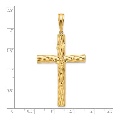 14K Yellow Gold Textured Crucifix Pendant – view 6