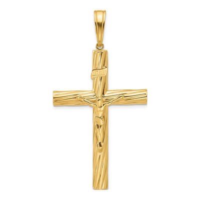 14K Yellow Gold Textured Crucifix Pendant