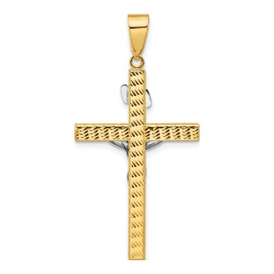 14K Two-Tone Gold Diamond-Cut Crucifix Pendant – view 4
