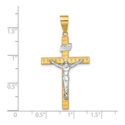 14K Two-Tone Gold Diamond-Cut Crucifix Pendant – view 6