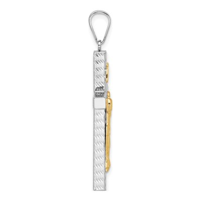 14K Two-Tone Gold Diamond-Cut Crucifix Pendant – view 3