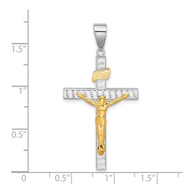 14K Two-Tone Gold Diamond-Cut Crucifix Pendant – view 6
