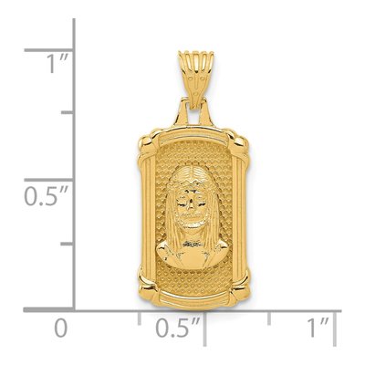 14K Yellow Gold Dog Tag Jesus Pendant – view 5