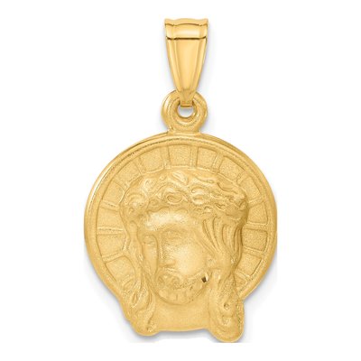 14K Yellow Gold Jesus Medal Pendant