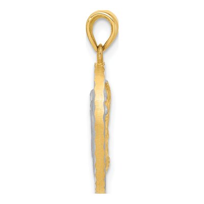 14K Yellow & Rhodium With White Satin And D/C Reversible Mary / Jesus Pendant – view 3