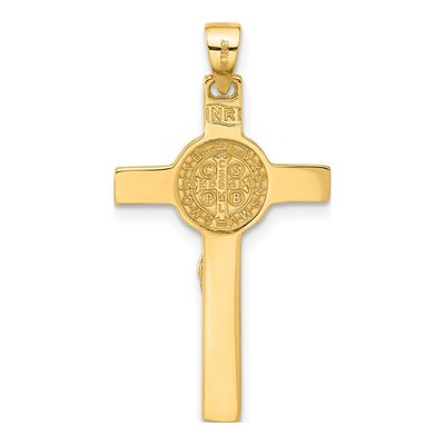 14K Yellow Gold Crucifix St Benedict Pendant – view 4