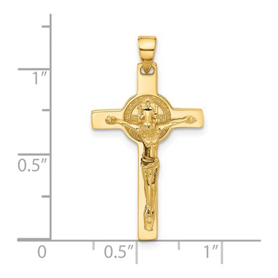 14K Yellow Gold Crucifix St Benedict Pendant – view 5