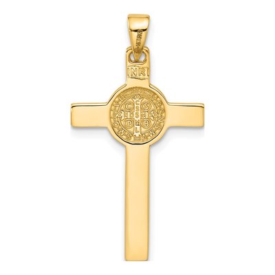 14K Two-Tone Gold Crucifix St Benedict Pendant – view 4