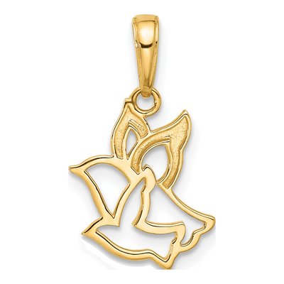14K Yellow Gold Diamond-Cut Doves Pendant – view 4