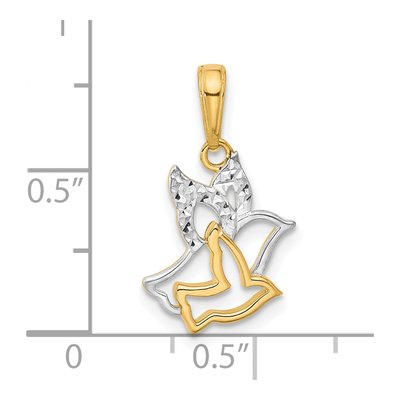 14K Yellow Gold Diamond-Cut Doves Pendant – view 5