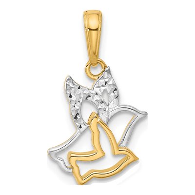 14K Yellow Gold Diamond-Cut Doves Pendant