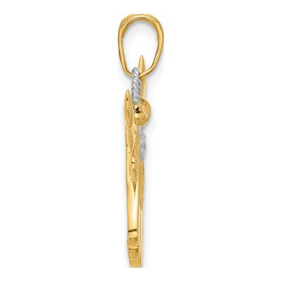 14K Yellow Gold Diamond-Cut Angel Pendant – view 3
