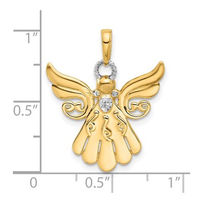 14K Yellow Gold Diamond-Cut Angel Pendant – view 5