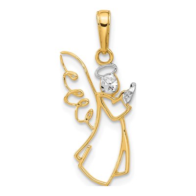 14K Yellow Gold Cut-Out Angel Pendant