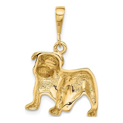 14K Yellow Gold Diamond-Cut Bulldog Pendant – view 4