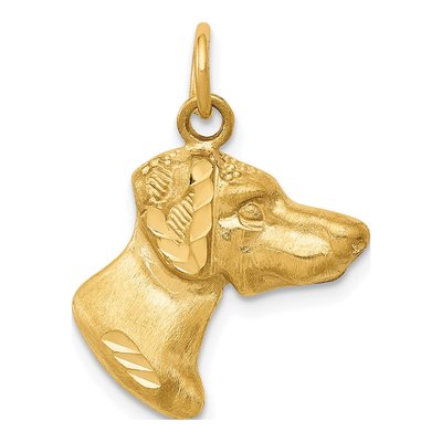 14K Yellow Gold Pointer Dog Pendant
