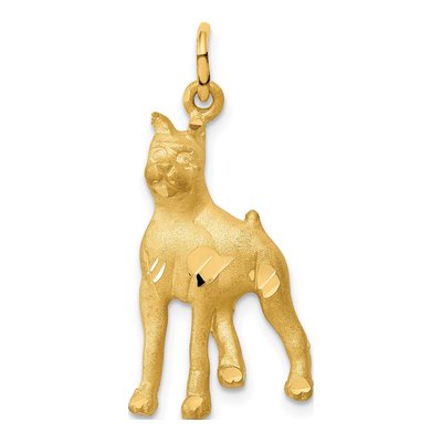 14K Yellow Gold Boxer Dog Pendant