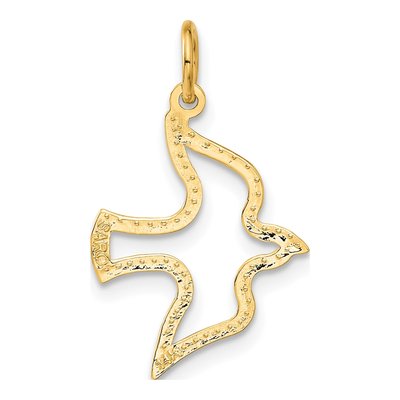 14K Yellow Gold Diamond-Cut Dove Charm – view 4