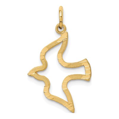 14K Yellow Gold Diamond-Cut Dove Charm