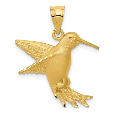 14K Yellow Gold Hummingbird Pendant