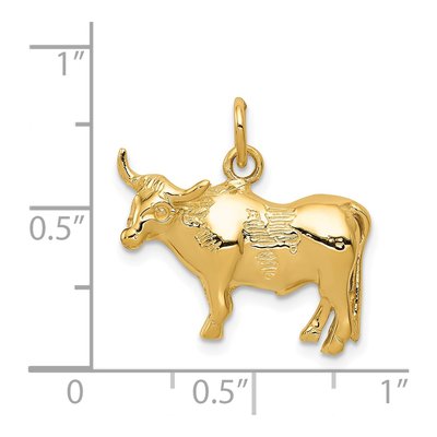 14K Yellow Gold Steer Pendant – view 4