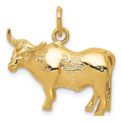 14K Yellow Gold Steer Pendant