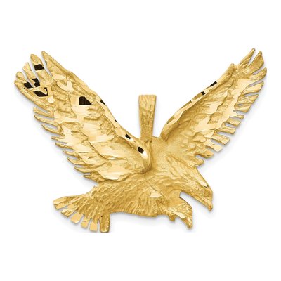 14K Yellow Gold Diamond-Cut Eagle Pendant