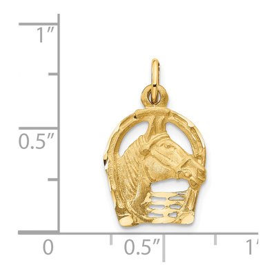 14K Yellow Gold Horse Head Horseshoe Charm – view 4