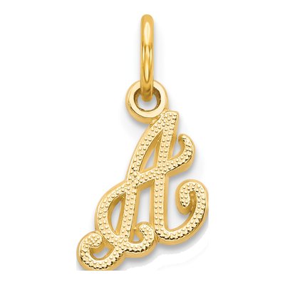 14K Yellow Gold Script Letter A Charm