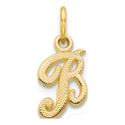 14K Yellow Gold Script Letter B Charm