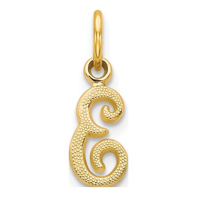14K Yellow Gold Script Letter E Charm