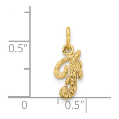 14K Yellow Gold Script Letter F Charm – view 5