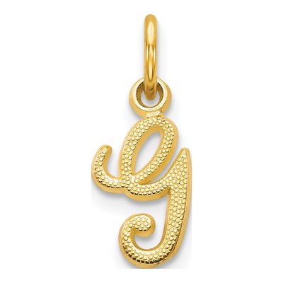 14K Yellow Gold Script Letter G Charm