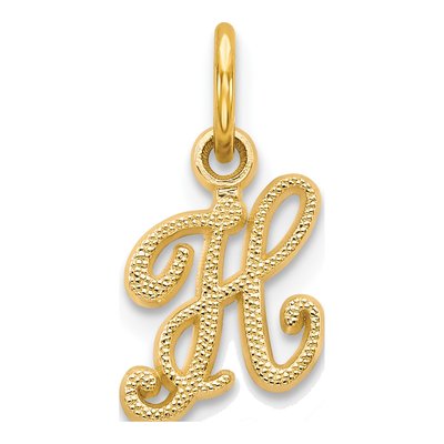 14K Yellow Gold Script Letter H Charm