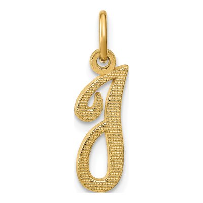 14K Yellow Gold Script Letter I Initial Charm
