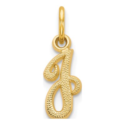 14K Yellow Gold Script Letter J Charm