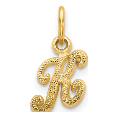 14K Yellow Gold Script Letter K Charm
