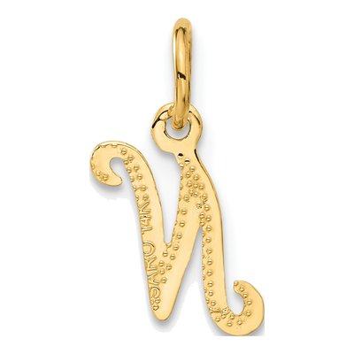 14K Yellow Gold Script Letter N Charm – view 4