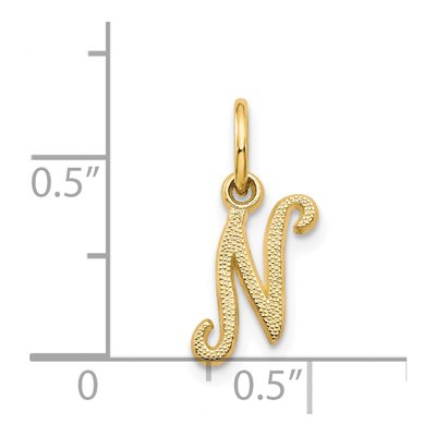 14K Yellow Gold Script Letter N Charm – view 5